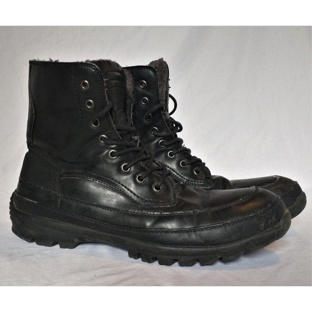 Kenneth Cole Unlisted Boots Mens 8.5 M Combat Black Leather Mid-Calf